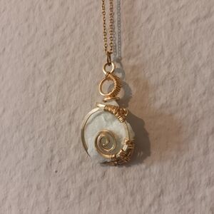 Light Blue Stone and Gold Chain Necklace